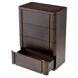Drawer Dresser Modesto Tall
Mocha oak veneer | brushed brass finish