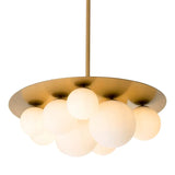Chandelier Orsini
Antique brass finish | white glass