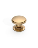 DESIGN1192 Brushed Gold Button Knobs for White & Navy Blue Cabinets | 1.18" Wide