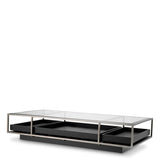 Coffee Table Roxton Brushed steel finish | clear glass | black veneer