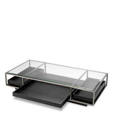 Coffee Table Roxton Brushed steel finish | clear glass | black veneer