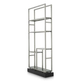 Cabinet Corrado II
Brushed steel finish | smoke glass | black veneer base