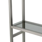 Cabinet Corrado II
Brushed steel finish | smoke glass | black veneer base