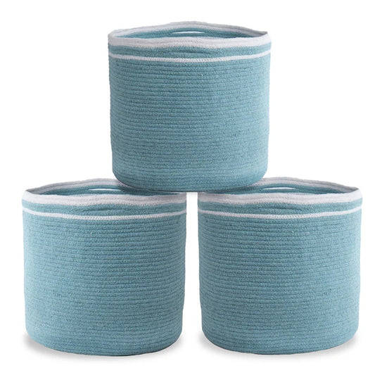 Cotton Rope Basket Set of 3, 11x11x11 inch, Blue (4 Units)