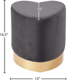 Heart Velvet Upholstered Stool