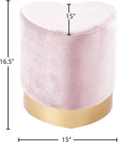 Heart Velvet Upholstered Stool