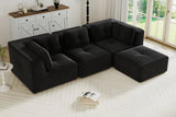 CORDELIA 116" 3-Seater High Armrest Sofa with 1 Ottoman