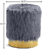 Joy Faux Fur Ottoman with Gold Stainless Steel Base - Chic Contemporary Glamour for Any Room