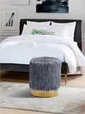 Joy Faux Fur Ottoman with Gold Stainless Steel Base - Chic Contemporary Glamour for Any Room