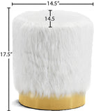 Joy Faux Fur Ottoman with Gold Stainless Steel Base - Chic Contemporary Glamour for Any Room