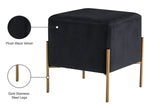 Isla Contemporary Velvet Ottoman with Stylish Gold Stainless Steel Legs for Modern Interiors