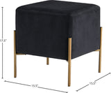 Isla Contemporary Velvet Ottoman with Stylish Gold Stainless Steel Legs for Modern Interiors
