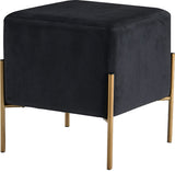 Isla Contemporary Velvet Ottoman with Stylish Gold Stainless Steel Legs for Modern Interiors
