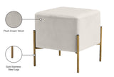Isla Contemporary Velvet Ottoman with Stylish Gold Stainless Steel Legs for Modern Interiors