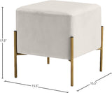Isla Contemporary Velvet Ottoman with Stylish Gold Stainless Steel Legs for Modern Interiors