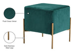 Isla Contemporary Velvet Ottoman with Stylish Gold Stainless Steel Legs for Modern Interiors