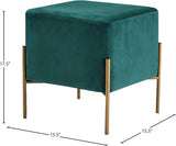 Isla Contemporary Velvet Ottoman with Stylish Gold Stainless Steel Legs for Modern Interiors