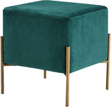 Isla Contemporary Velvet Ottoman with Stylish Gold Stainless Steel Legs for Modern Interiors