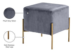 Isla Contemporary Velvet Ottoman with Stylish Gold Stainless Steel Legs for Modern Interiors