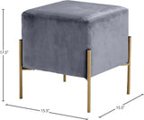Isla Contemporary Velvet Ottoman with Stylish Gold Stainless Steel Legs for Modern Interiors