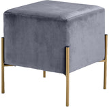 Isla Contemporary Velvet Ottoman with Stylish Gold Stainless Steel Legs for Modern Interiors