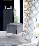 Isla Contemporary Velvet Ottoman with Stylish Gold Stainless Steel Legs for Modern Interiors