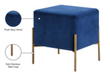 Isla Contemporary Velvet Ottoman with Stylish Gold Stainless Steel Legs for Modern Interiors