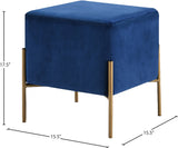 Isla Contemporary Velvet Ottoman with Stylish Gold Stainless Steel Legs for Modern Interiors