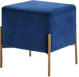 Isla Contemporary Velvet Ottoman with Stylish Gold Stainless Steel Legs for Modern Interiors