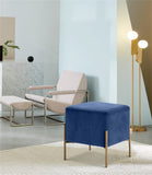 Isla Contemporary Velvet Ottoman with Stylish Gold Stainless Steel Legs for Modern Interiors