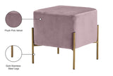 Isla Contemporary Velvet Ottoman with Stylish Gold Stainless Steel Legs for Modern Interiors
