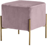 Isla Contemporary Velvet Ottoman with Stylish Gold Stainless Steel Legs for Modern Interiors