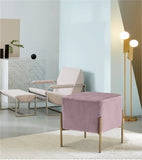 Isla Contemporary Velvet Ottoman with Stylish Gold Stainless Steel Legs for Modern Interiors