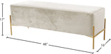Isla Plush Upholstered Contemporary Bench with Gold Legs - Chic Accent for Bedroom or Dressing Room