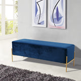 Isla Plush Upholstered Contemporary Bench with Gold Legs - Chic Accent for Bedroom or Dressing Room