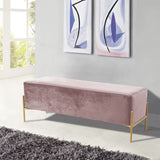 Isla Plush Upholstered Contemporary Bench with Gold Legs - Chic Accent for Bedroom or Dressing Room