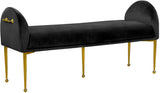 Owen Elegant Velvet Bench with Polished Gold Legs, Chic Design for Bedroom or Entryway Seating