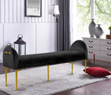 Owen Elegant Velvet Bench with Polished Gold Legs, Chic Design for Bedroom or Entryway Seating