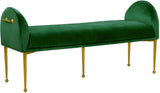 Owen Elegant Velvet Bench with Polished Gold Legs, Chic Design for Bedroom or Entryway Seating