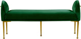 Owen Elegant Velvet Bench with Polished Gold Legs, Chic Design for Bedroom or Entryway Seating