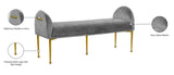 Owen Elegant Velvet Bench with Polished Gold Legs, Chic Design for Bedroom or Entryway Seating