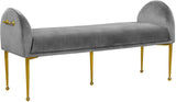 Owen Elegant Velvet Bench with Polished Gold Legs, Chic Design for Bedroom or Entryway Seating