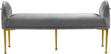 Owen Elegant Velvet Bench with Polished Gold Legs, Chic Design for Bedroom or Entryway Seating