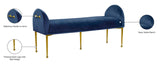 Owen Elegant Velvet Bench with Polished Gold Legs, Chic Design for Bedroom or Entryway Seating