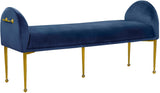 Owen Elegant Velvet Bench with Polished Gold Legs, Chic Design for Bedroom or Entryway Seating
