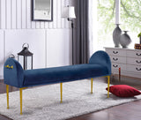 Owen Elegant Velvet Bench with Polished Gold Legs, Chic Design for Bedroom or Entryway Seating