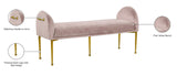 Owen Elegant Velvet Bench with Polished Gold Legs, Chic Design for Bedroom or Entryway Seating