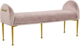 Owen Elegant Velvet Bench with Polished Gold Legs, Chic Design for Bedroom or Entryway Seating
