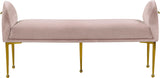 Owen Elegant Velvet Bench with Polished Gold Legs, Chic Design for Bedroom or Entryway Seating