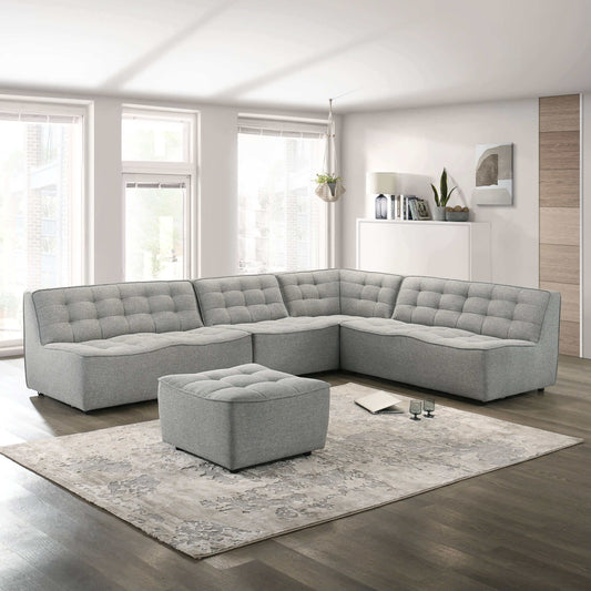 Selen Light Grey Linen Corner Sectional Sofa